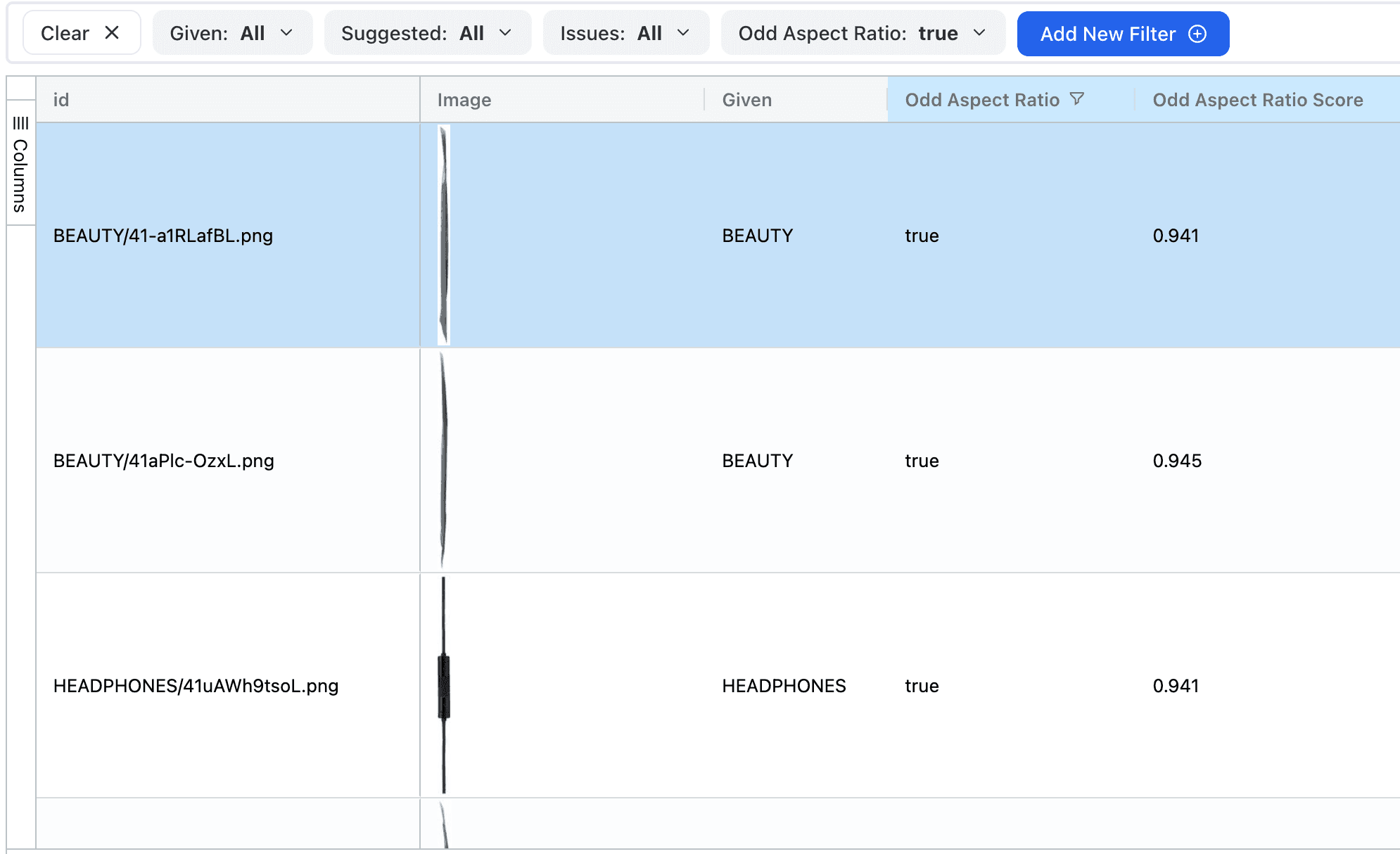 Images detected to have odd aspect ratio