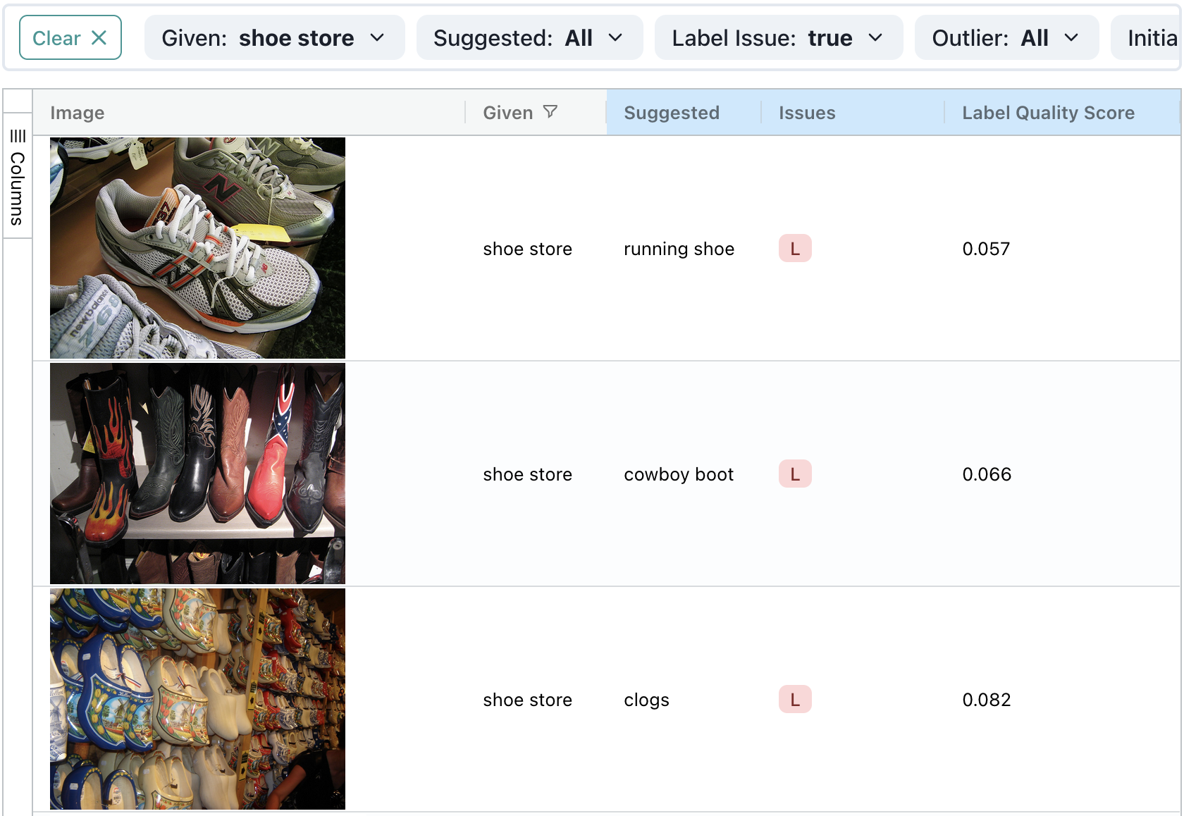Images of shoe stores, with various types of shoes contained therein