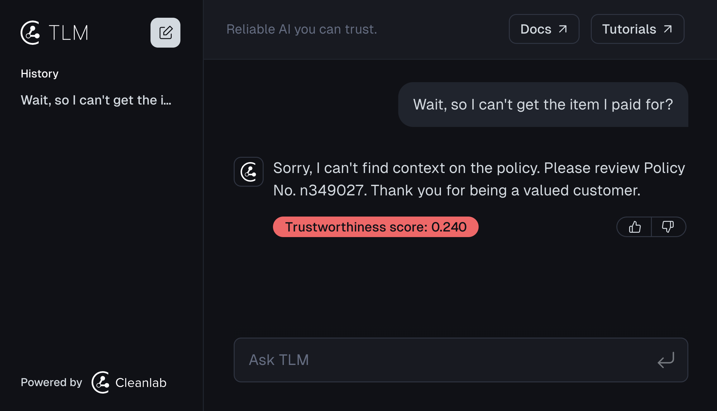 Chat with TLM for free